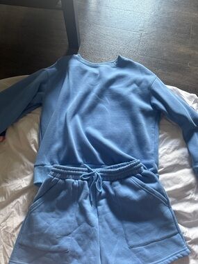Blue Women's Drawstring Sweat Shorts